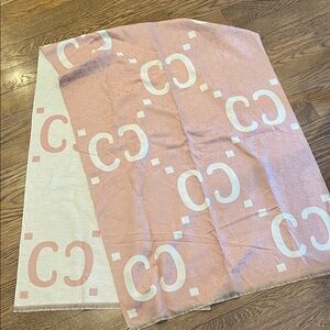 Pink and Cream Logo Scarf big pashmina